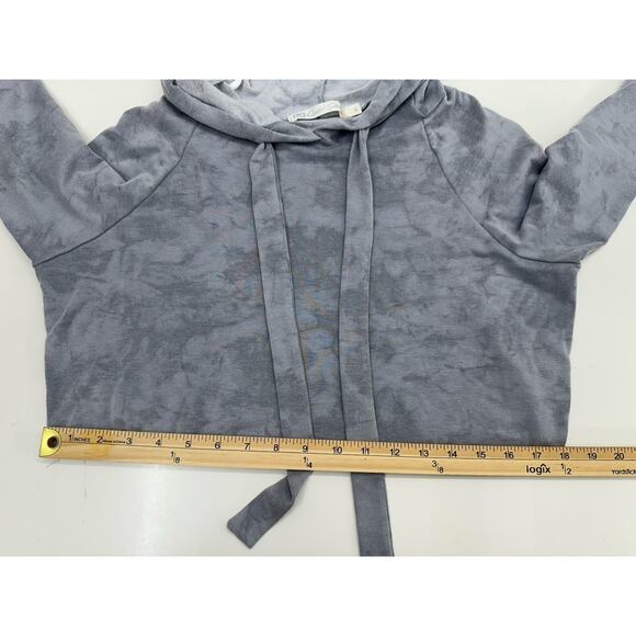 Quiet Storm Womens Sweatshirt Size Medium Gray Tye-Dye Pullover Hooded Cropped - Picture 11 of 14